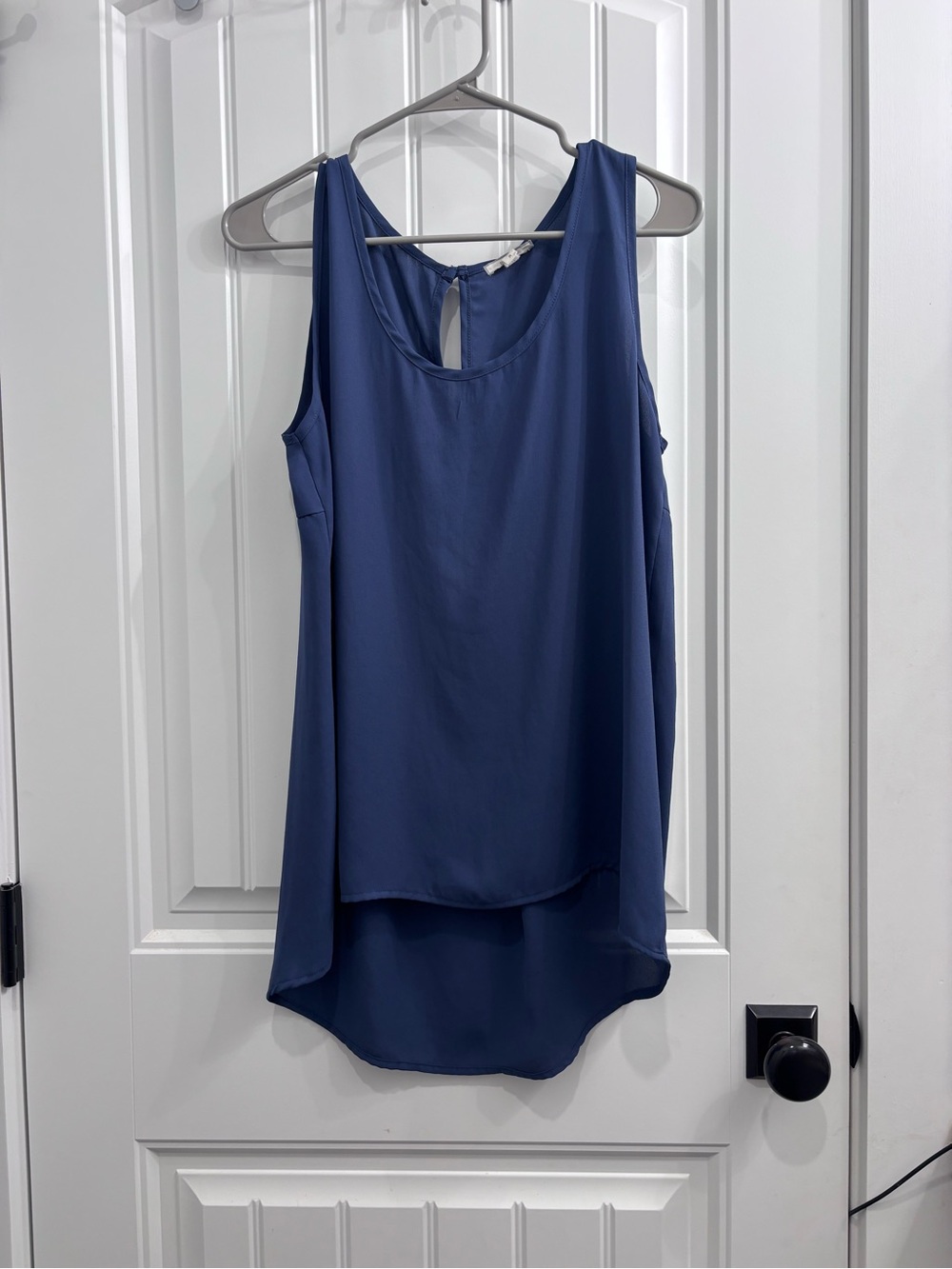 Pleione Navy Blue Sleeveless Scoop Neck Layered Tank